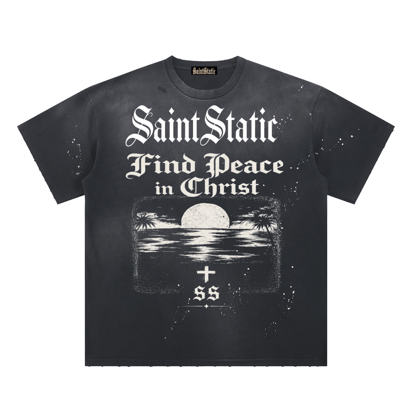 Hand-Frayed Sunfade Paint Splatter T-Shirt