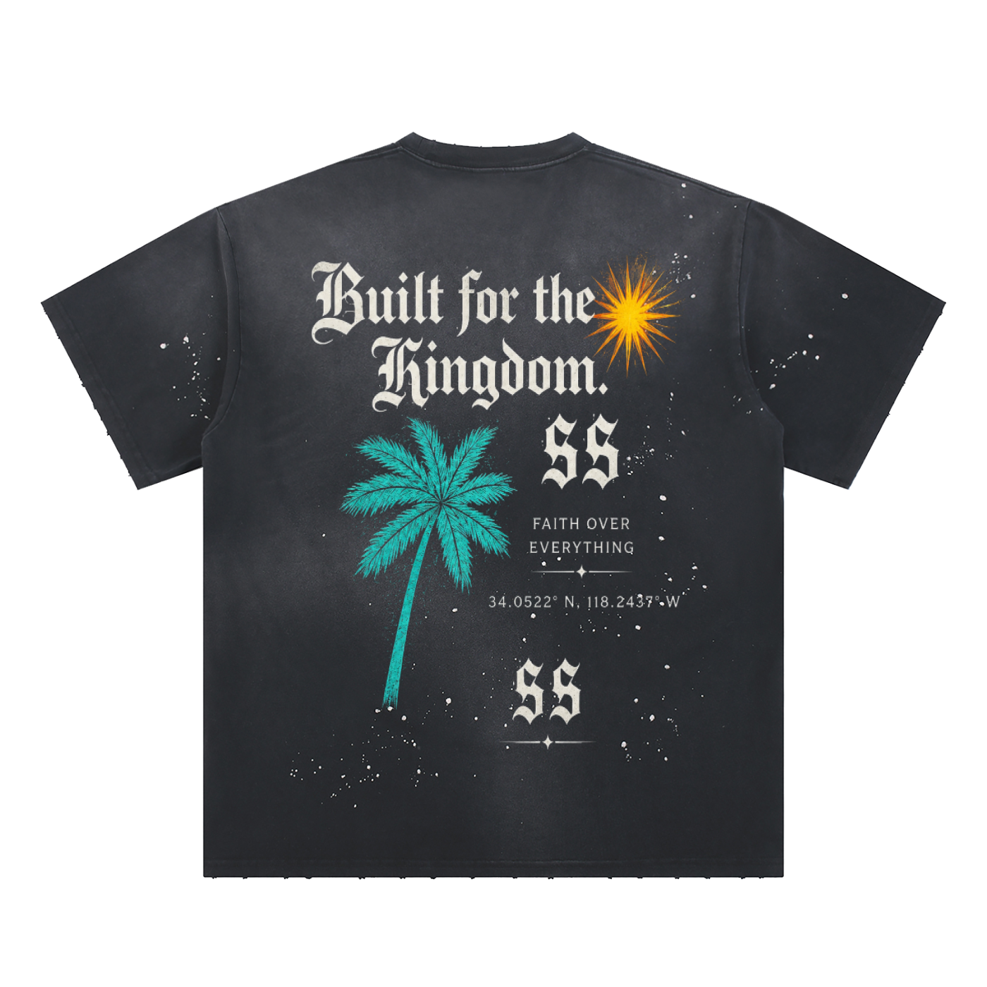 Hand-Frayed Sunfade Paint Splatter T-Shirt