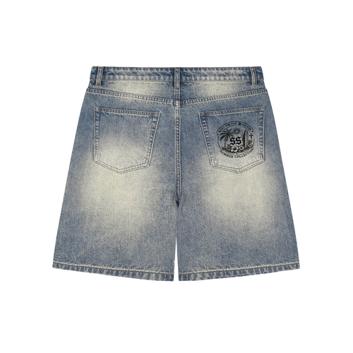 Faded Distressed Baggy Denim Shorts