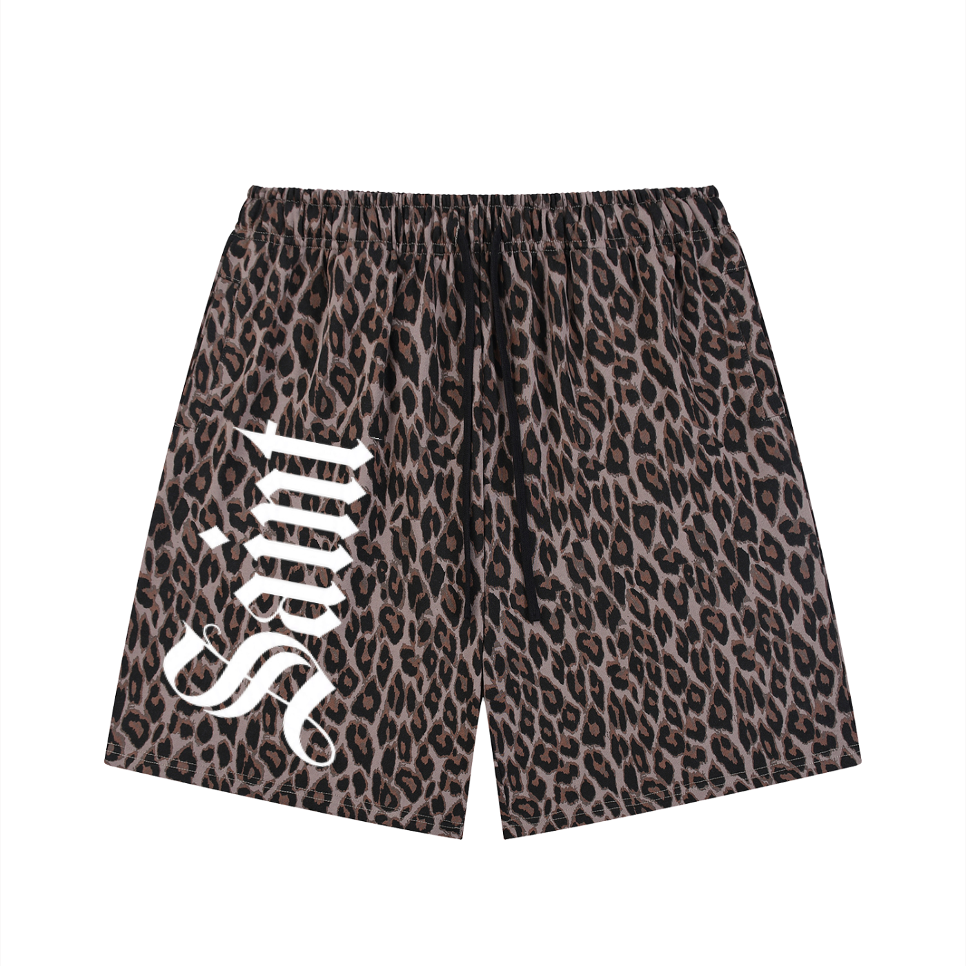 Unisex Heavyweight Leopard Drawstring Shorts