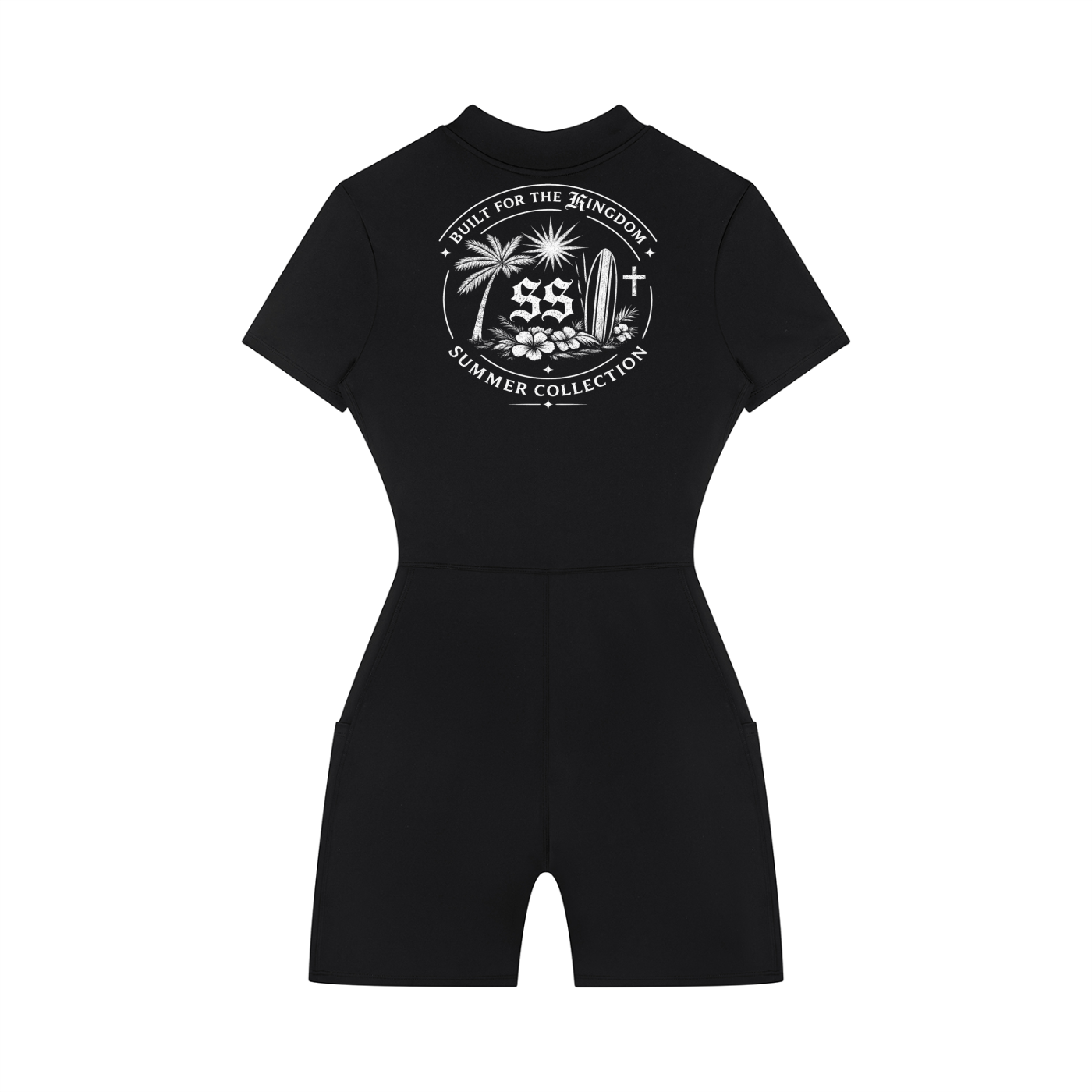 Women's Quarter-Zip Short Sleeve Romper